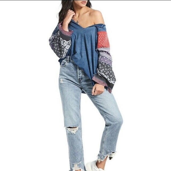 Free People Tops - FP We the Free Shibuya Patchwork Sleeve Tunic M